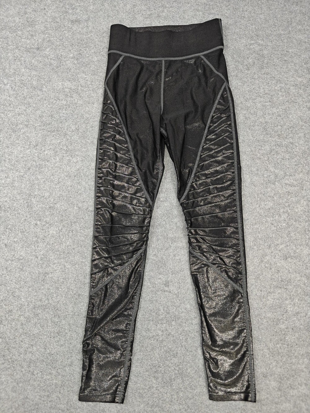Carbon38 Leggings Womens XS Black Glittery Shine High Rise Moto Yoga Athletic